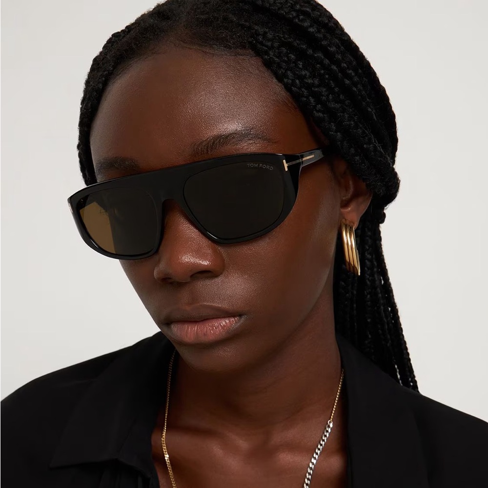 TOM FORD Edward Havana Brown/Brown Unisex Shield Sunglasses TF1002